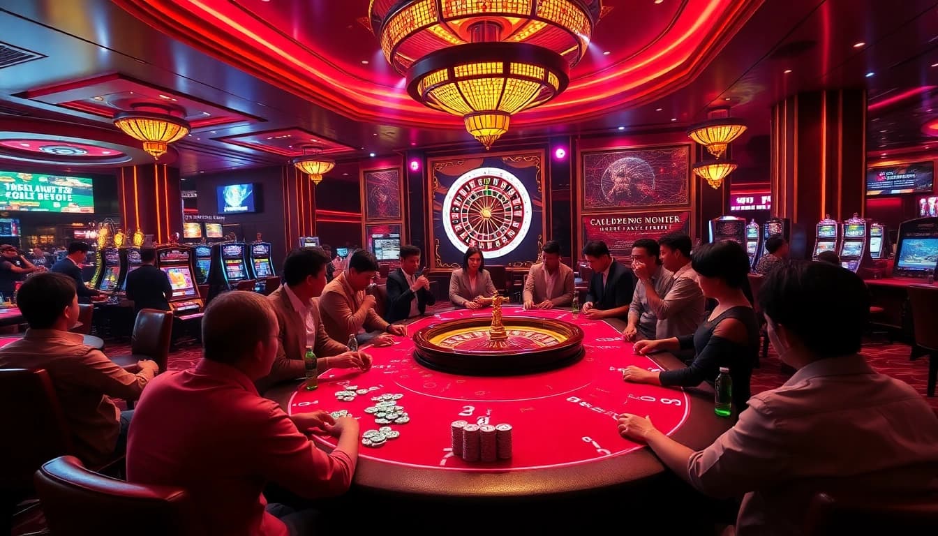 Experience the thrill of gaming at bangsawan88 with vibrant casino tables and engaging players.