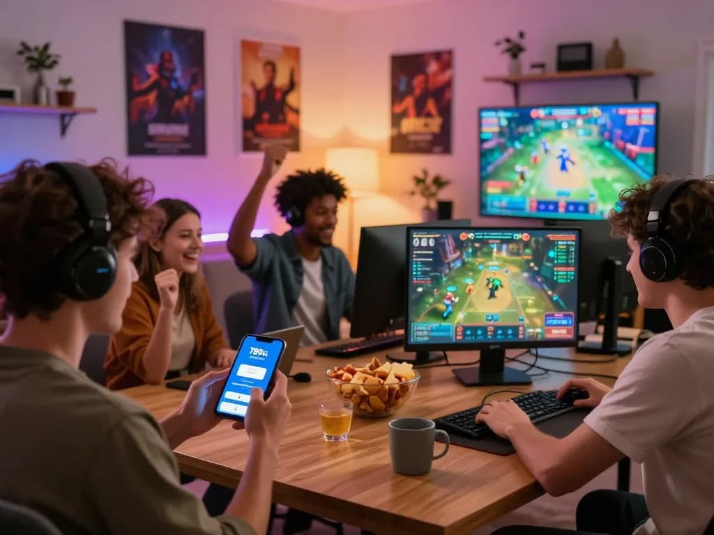 Players enjoying the 789club gaming platform in a vibrant home setting, showcasing app download and gameplay excitement.