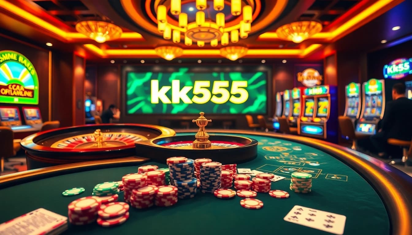 Experience thrilling gambling excitement at kk555 casino with vibrant tables and engaging players.