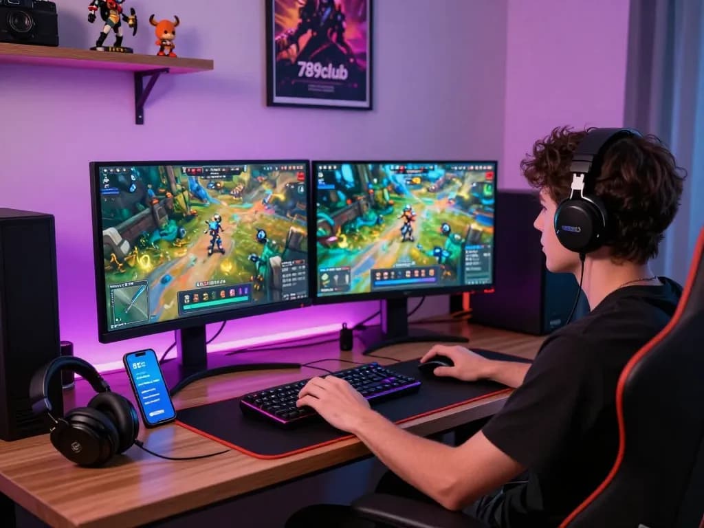 Engaged player enjoying 789club's dynamic online gaming experience with eye-catching graphics.