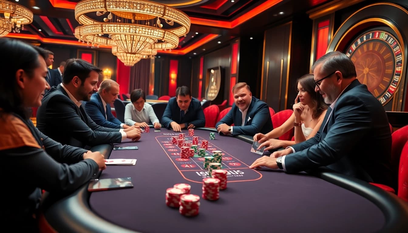 S8 poker table scene showcasing excitement and vibrant gameplay with chips and cards.