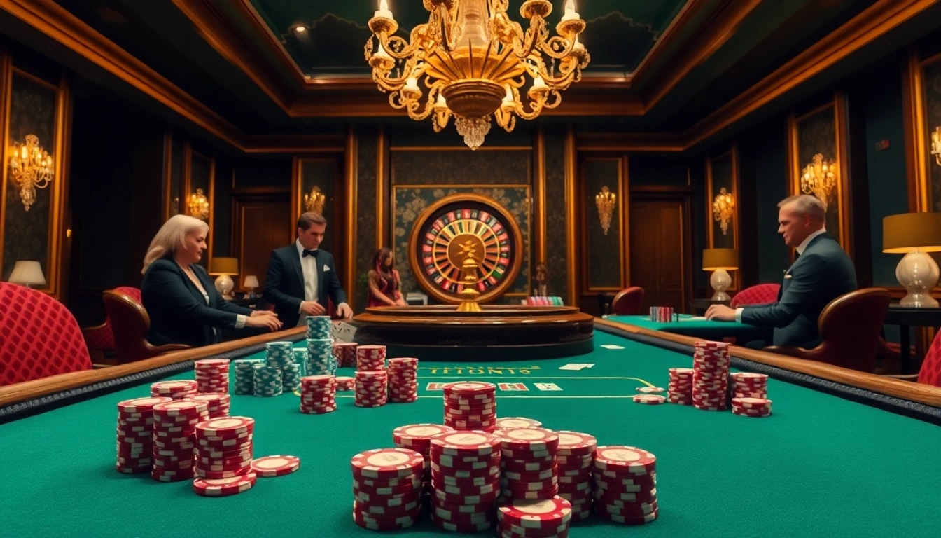 Experience high-stakes excitement at 8DAY's luxurious casino table with vibrant poker chips.