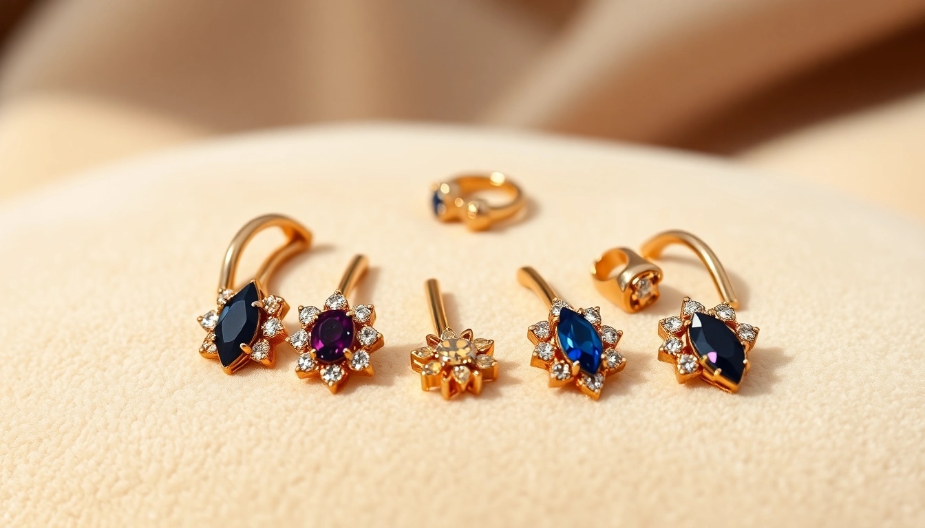 Showcasing real gold cartilage piercings UK, highlighting intricate designs and luxurious shine.