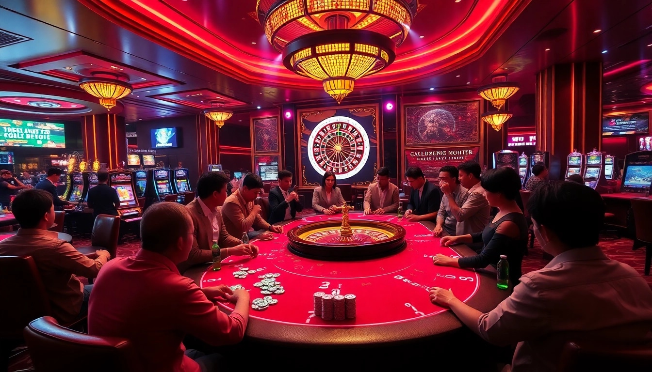 Experience the thrill of gaming at bangsawan88 with vibrant casino tables and engaging players.