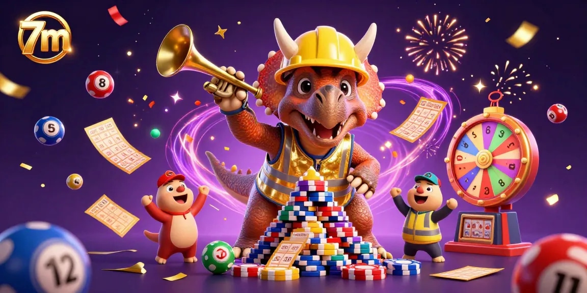 Experience the excitement of 7m gambling with vibrant casino characters celebrating wins