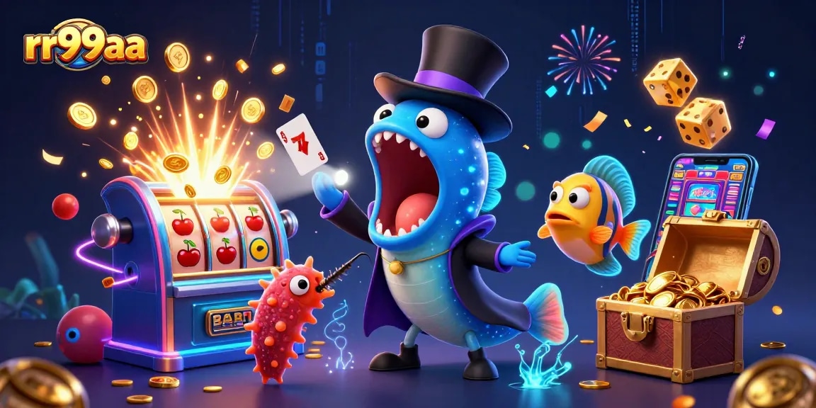 Experience the thrill of rr99aa with cartoon characters in a vibrant casino magic scene.
