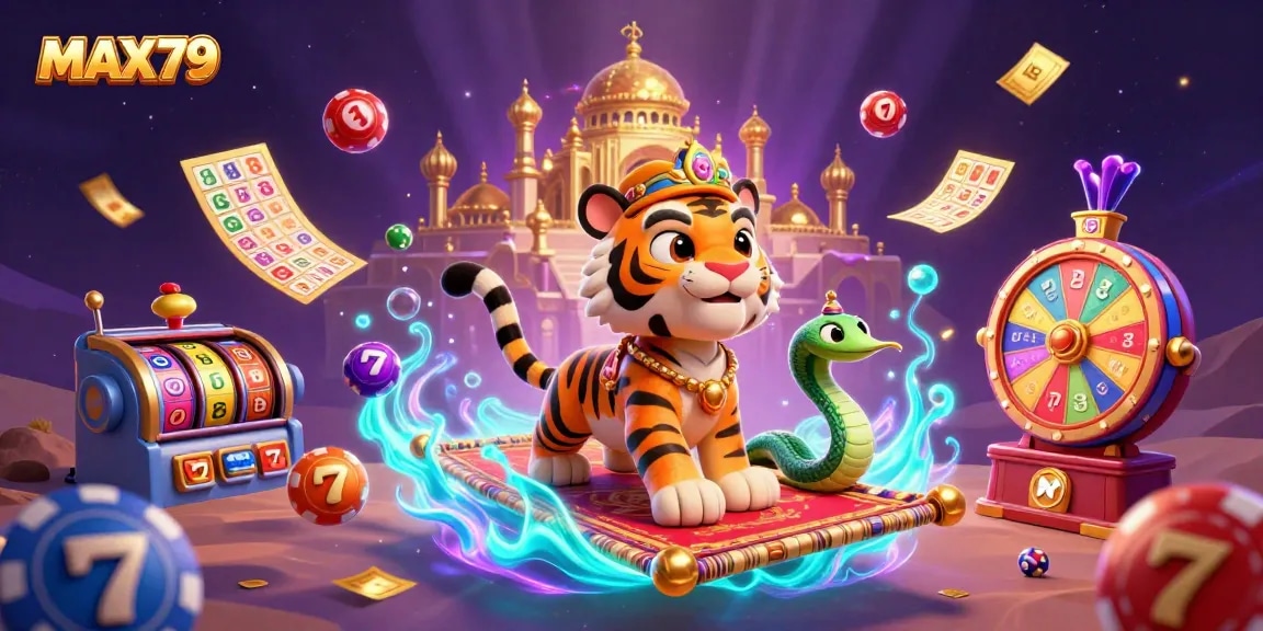 Experience thrilling slot action at MAX79 with a vibrant casino scene featuring engaging characters and dynamic gameplay elements.