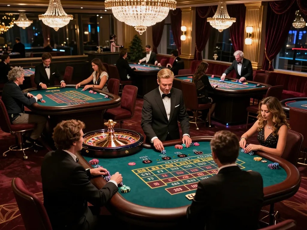 Experience the thrill of placing bets at the roulette table while connecting with the CM88 LINK community in a luxurious casino setting.