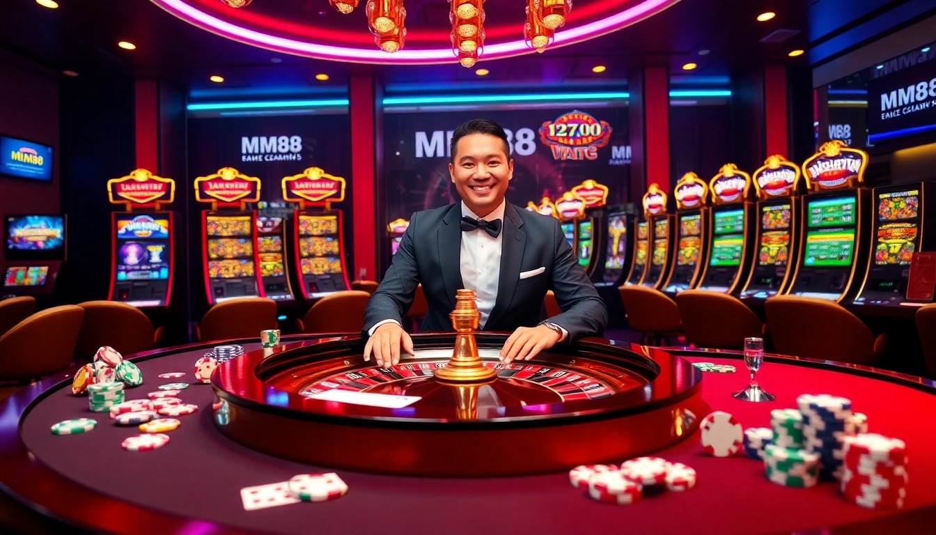 Experience thrilling gameplay at MM88 with vibrant casino elements and an inviting atmosphere.