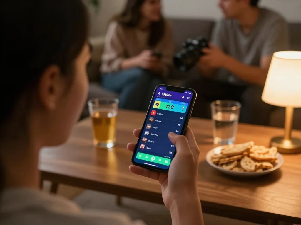 Engaging moment of a user utilizing GG88 mobile app for sports betting at home with live odds displayed