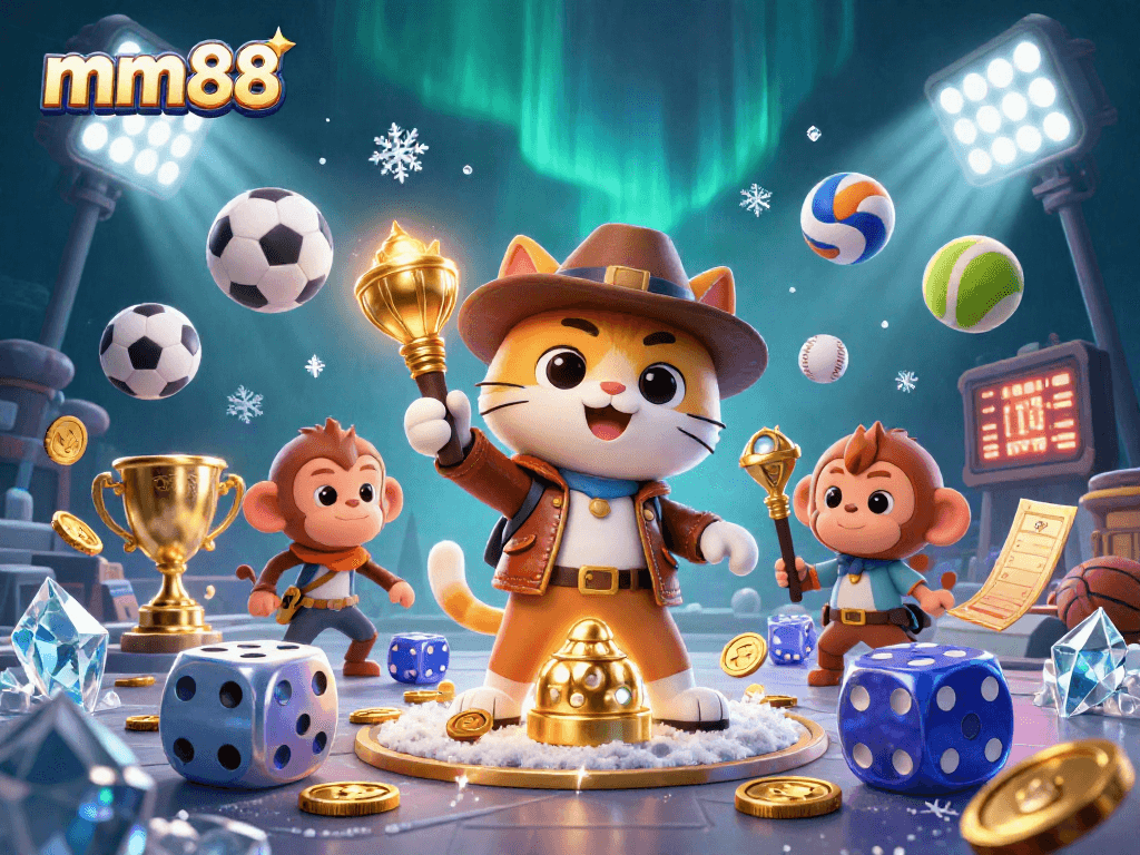 Discover thrilling wins with mm88 in this immersive casino illustration filled with excitement.
