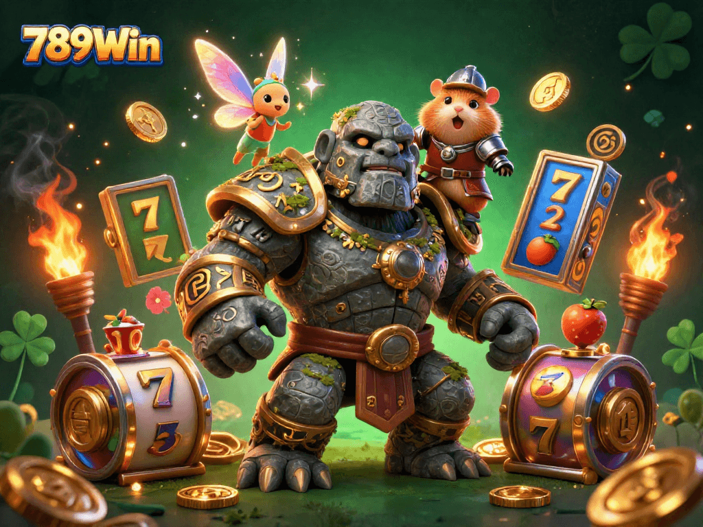 Experience thrilling slots action at 789Win with colorful game reels and golden treasures!
