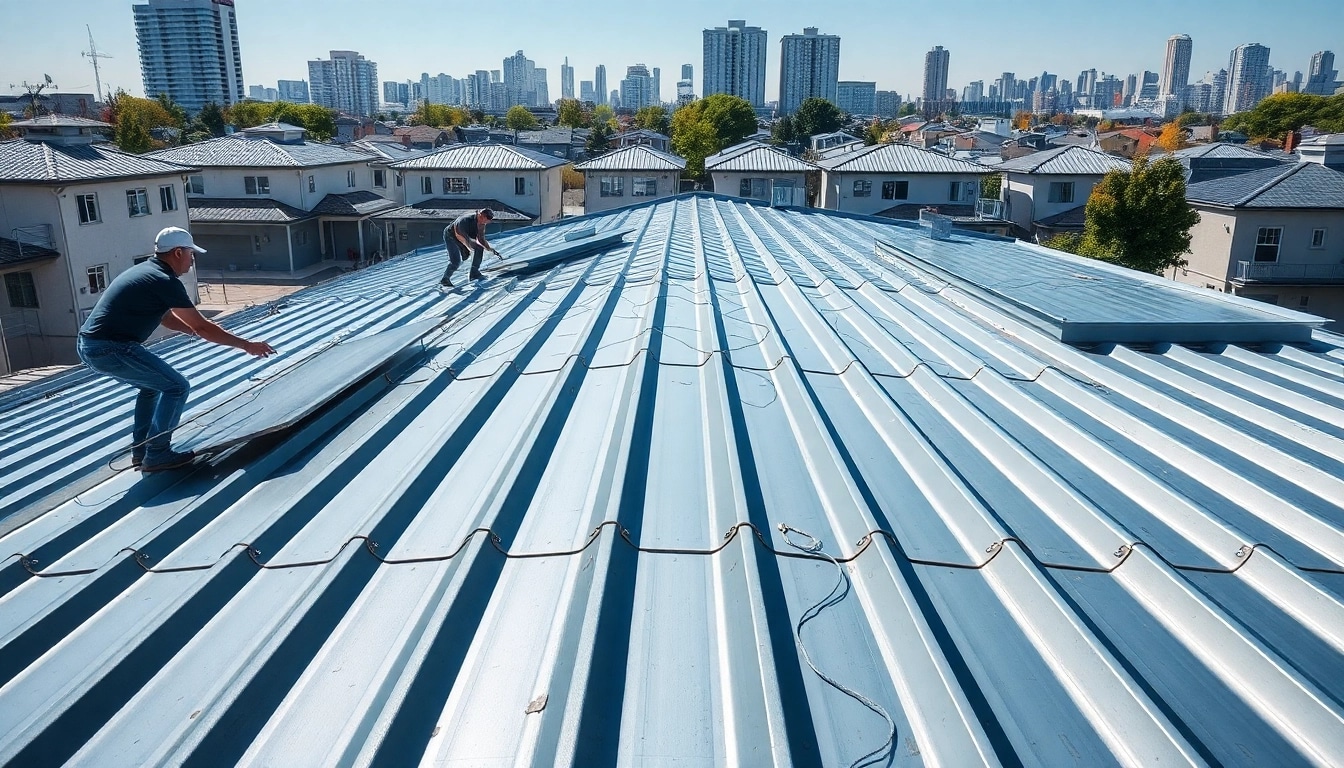 Professional installation of metal roofing toronto materials on a modern house.