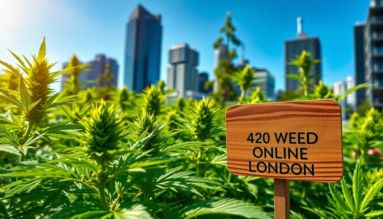 Explore vibrant cannabis in an urban garden setting showcasing 420 Weed Online London.