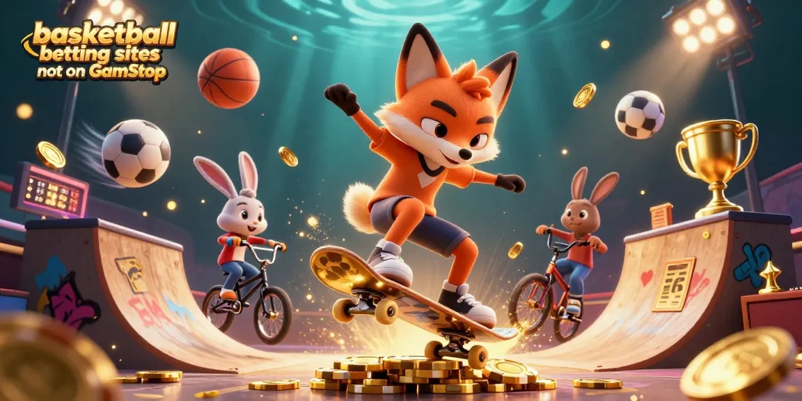 Engage with basketball betting sites not on GamStop featuring colorful characters and dynamic sports elements.