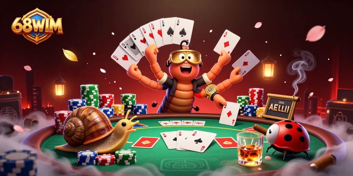 Engage with 68WIM's vibrant 3D casino scene featuring unique characters and action-packed casino elements.