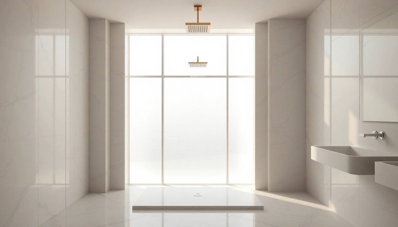 Experience elegant showers in a luxurious bathroom setting with modern fixtures and natural light.