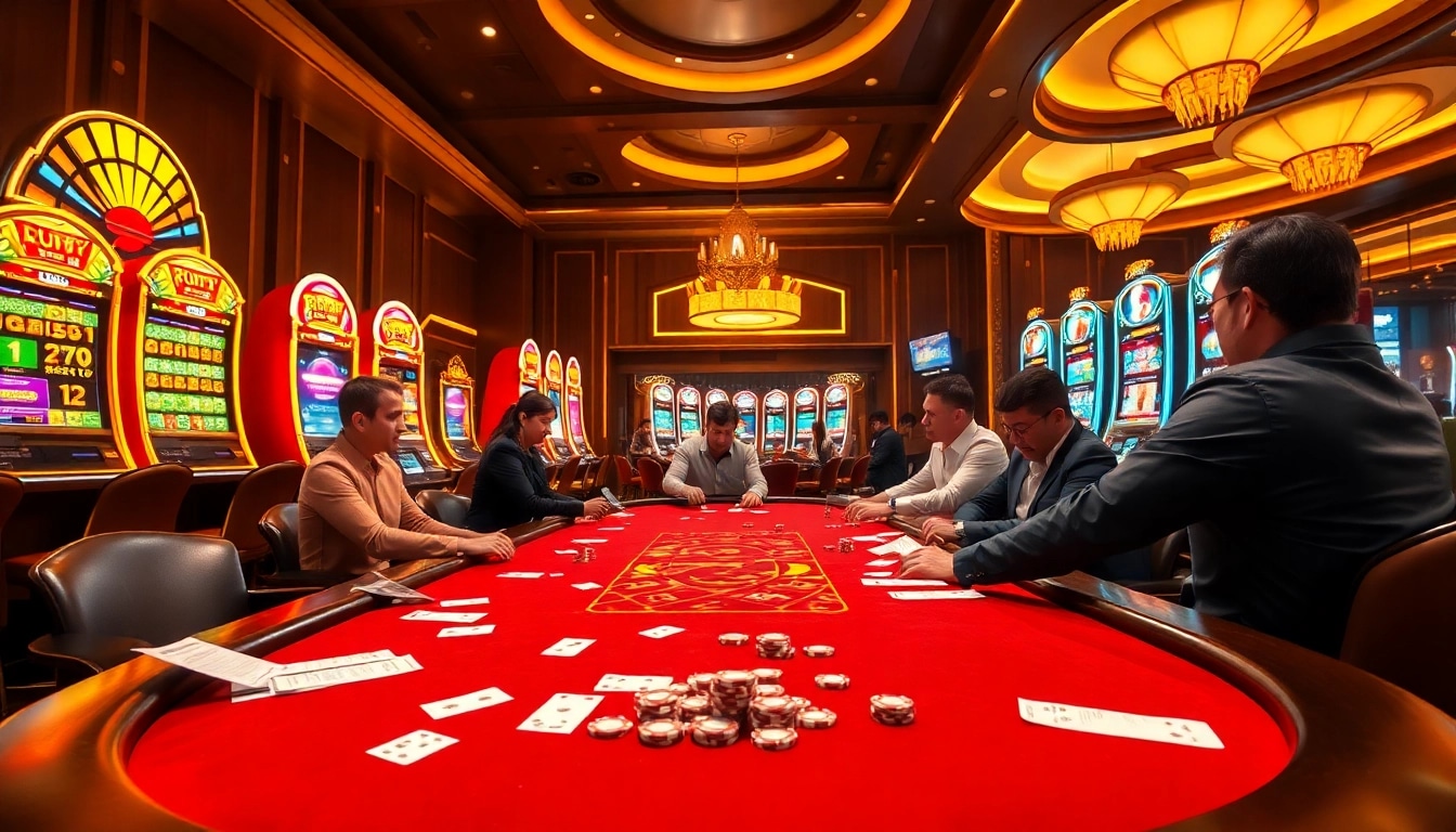 Experience the excitement of gambling at https://zx88.live/ with a vibrant poker table and engaging players.