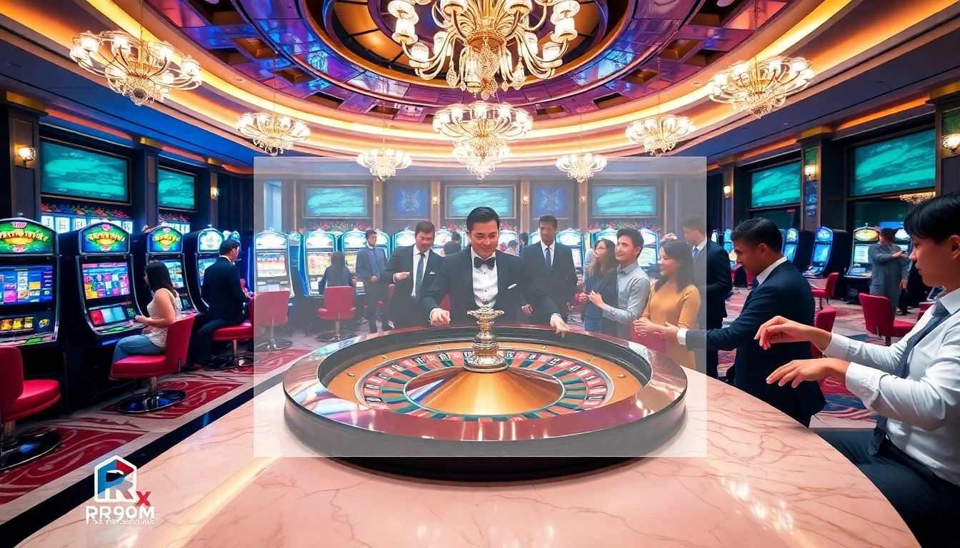 Experience casino excitement at https://rr99x.com/ with players engaged in betting at a luxurious roulette table.