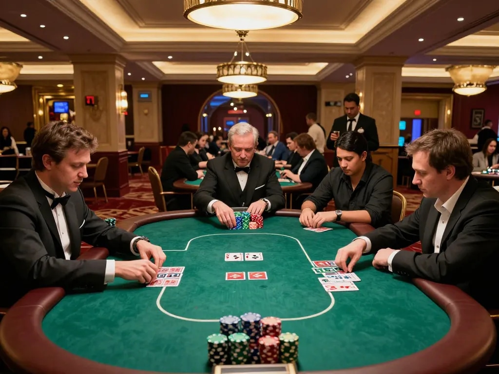 Players engaging in an exciting poker tournament at SHBET .COM, showcasing vibrant casino atmosphere.