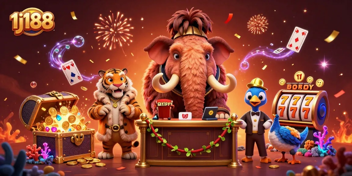 Experience thrilling gaming at 1j188 with a vibrant casino scene filled with excitement and rich graphics.