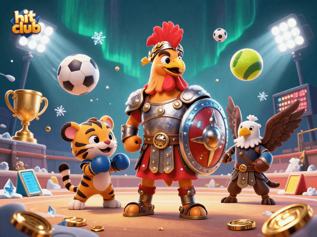 Engage in the thrill of hit club with a vibrant, dynamic 3D casino illustration showcasing sports betting action.