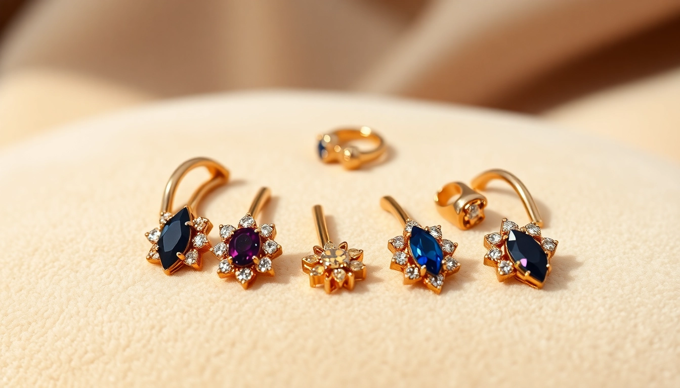Showcasing real gold cartilage piercings UK, highlighting intricate designs and luxurious shine.