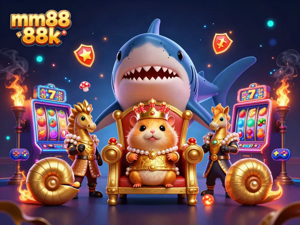 Experience thrilling wins with mm88 88k featuring a golden hamster king and dynamic casino elements.