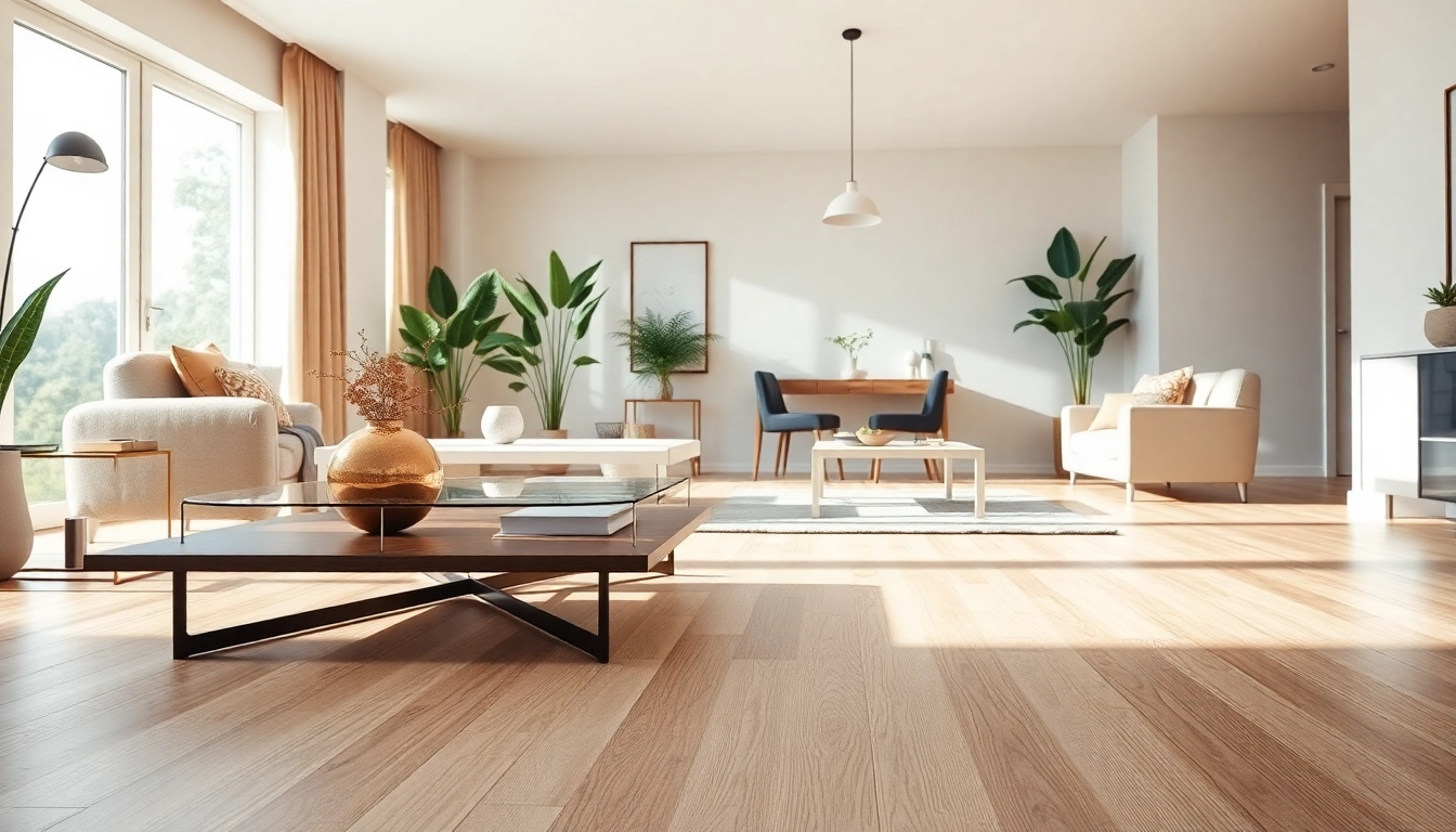Elegant living room with discount vinyl flooring showcasing a cozy and welcoming atmosphere.