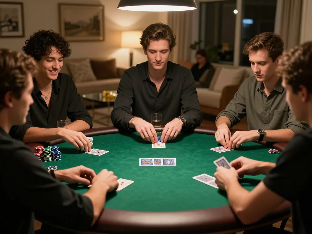 Engaging poker game at home, showcasing social dynamics around open88 com.