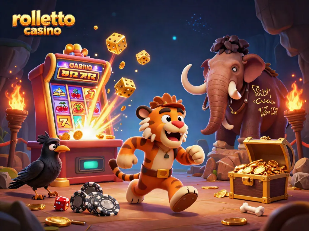 Experience rolletto casino's thrilling action with dynamic 3D artwork showcasing colorful slot games.