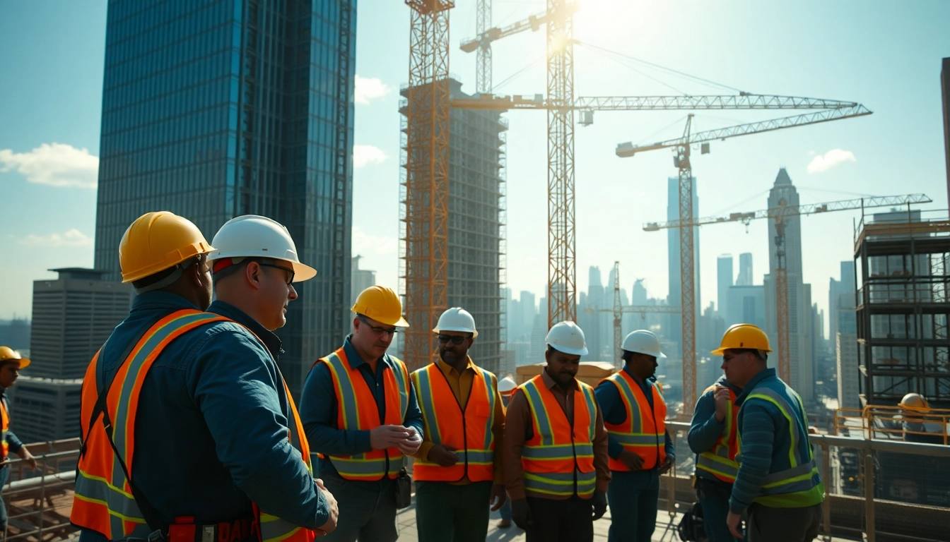New York City Commercial General Contractor overseeing construction workers at a high-rise project.