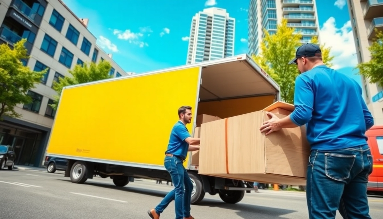 Movers in Calgary loading belongings into a truck, showcasing moving companies calgary efficiency.