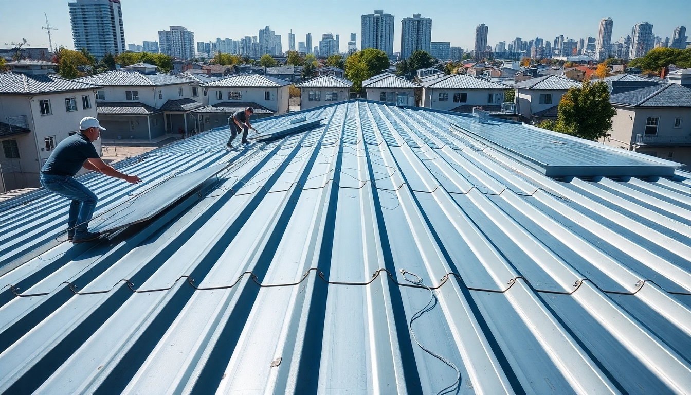 Professional installation of metal roofing toronto materials on a modern house.