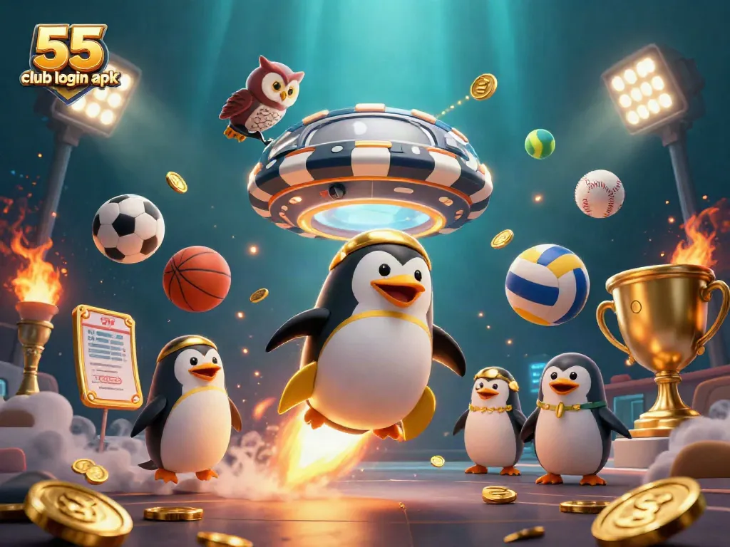 Experience the excitement of 55 club login apk with a captivating rocket penguin adventure in a vibrant casino cosmos.