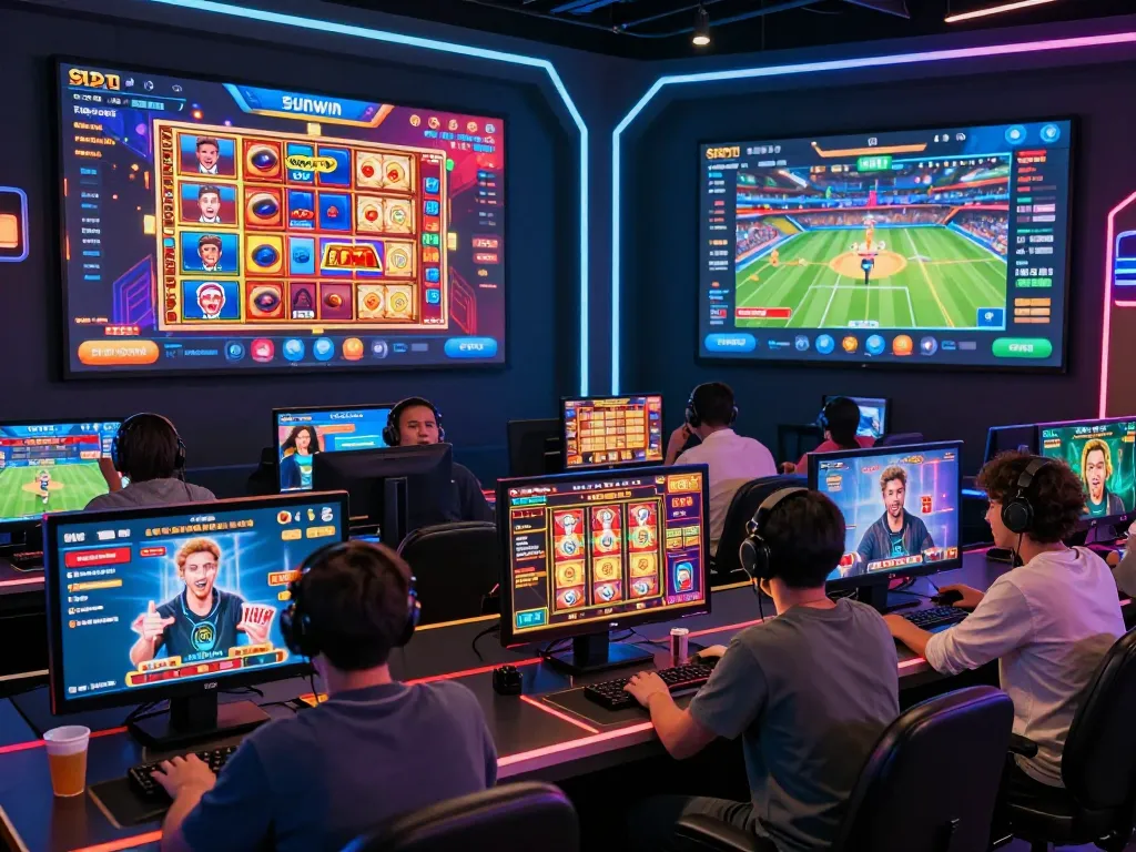 Exciting Sunwin online gaming environment showcasing diverse players in vibrant digital casino.