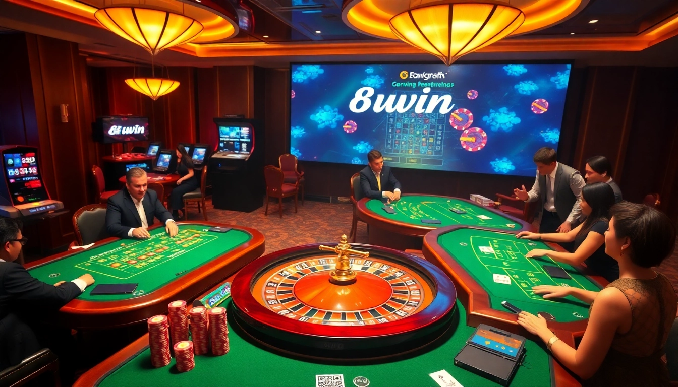 Experience the thrilling atmosphere of 68win with lively casino tables and vibrant gameplay.