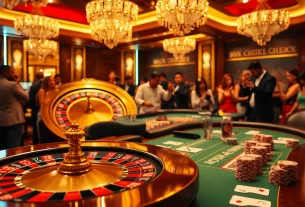 Exciting casino scene featuring luxurious poker table and roulette wheel while highlighting 88xx theme.