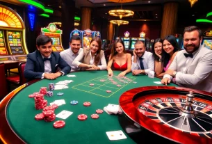 Players engaging at a thrilling 789P casino table in a vibrant, luxurious atmosphere.