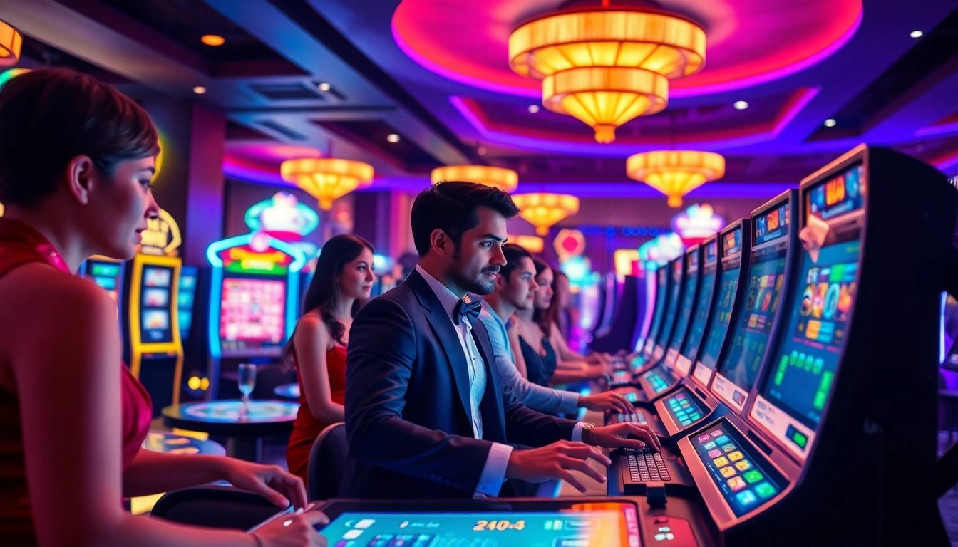 Exciting live online gambling experience at new88go.com featuring diverse players and vibrant casino atmosphere.