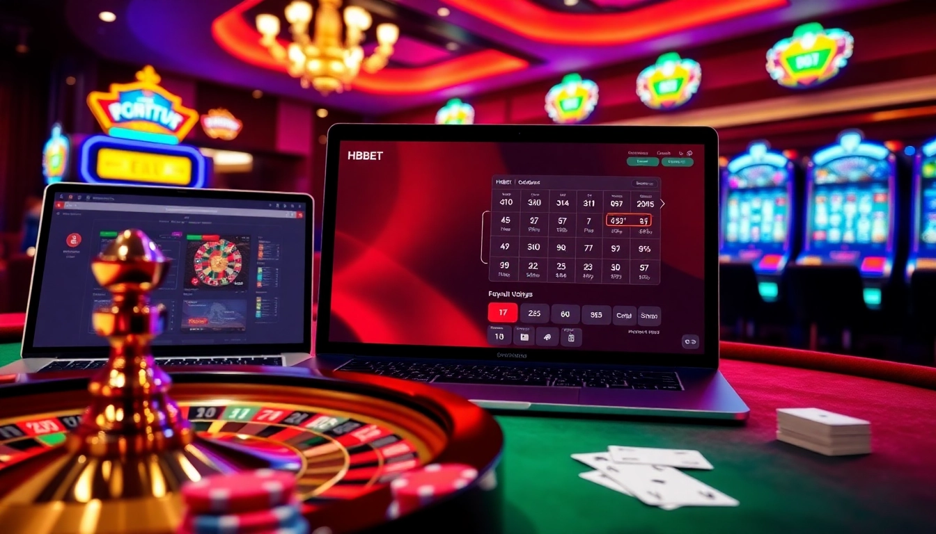 Experience the thrill of online gaming at HBBET with vibrant slots and classic casino elements.
