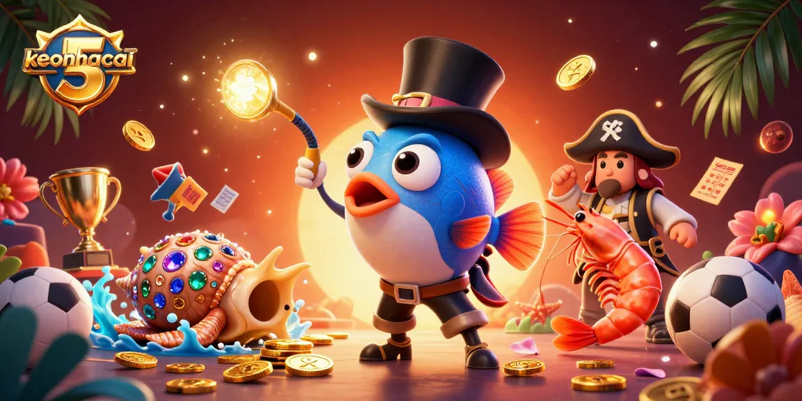 Join the excitement in the vibrant scene of keonhacai 5 with anglerfish, shrimp, and snail captivating bettors.