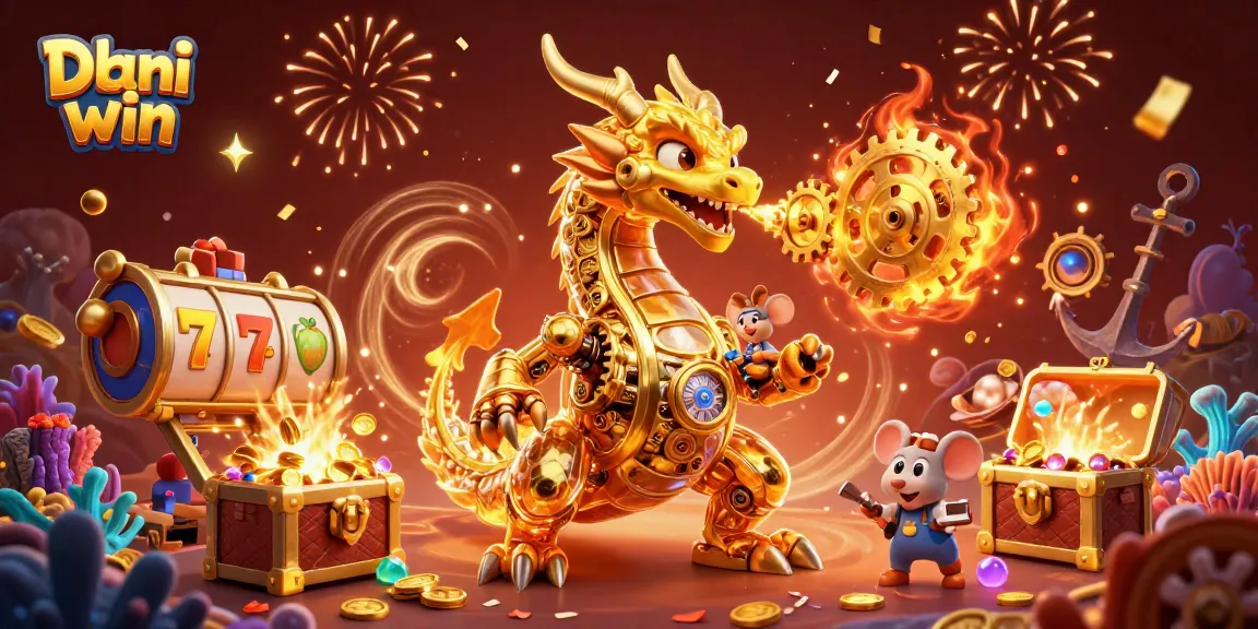 Dive into the thrill of Dhani win with a golden dragon and vibrant casino elements.